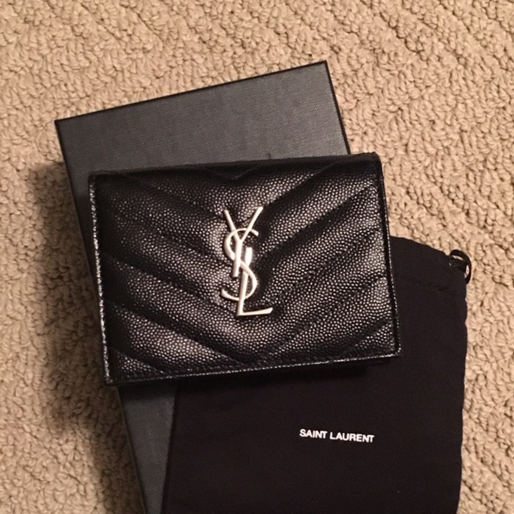 YSL Monogram Grain de Poudre Wallet